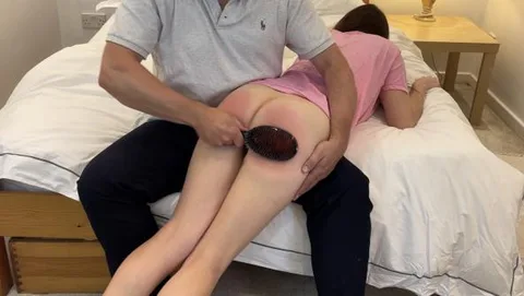 Brat in Bed - Part 1 - Missing her alarm earns Kinia and bare bottom spanking with the hand and hairbrush still 5