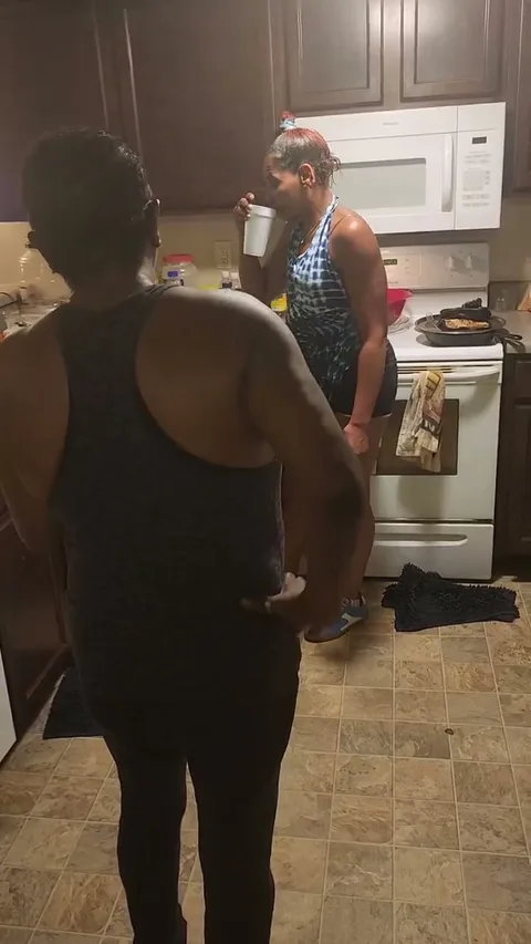 Chick gets a hard spanking in the kitchen for being lazy still 2
