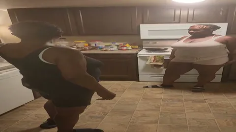 Chick gets a hard spanking in the kitchen standing up still 1