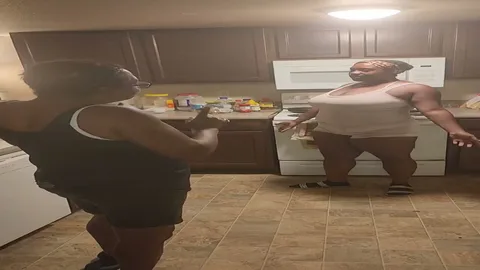 Chick gets a hard spanking in the kitchen standing up still 3