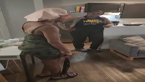 Chick gets spanked in the kitchen still 1