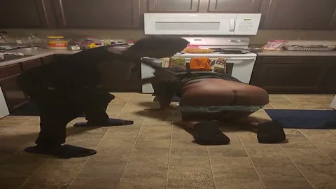 Chila gets soanked on the kitchen floor still 4