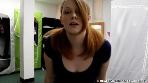 Classic Beauty Fawns Debut - Interview, OTK, Topless Strapping, Schoolgirl Strapping still 4