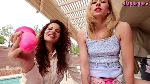 Diaper sissy hole training with Ginary and anna still 5