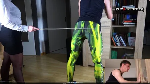 Feel The Cane, Boy! - Dualscreen - FEMDom still 2