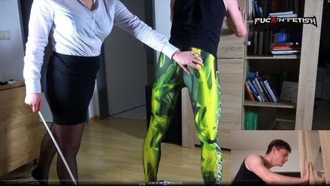 Feel The Cane, Boy! - Dualscreen - FEMDom still 3