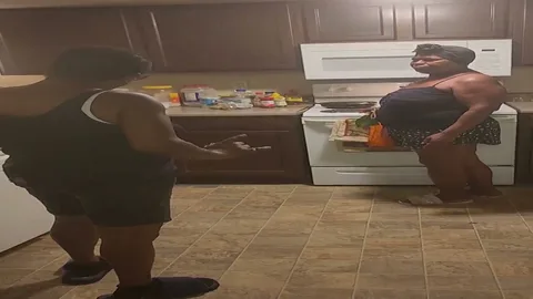 Granny gets spanked in the kitchen for being bad still 2