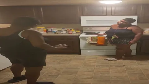 Granny gets spanked in the kitchen for being bad still 3