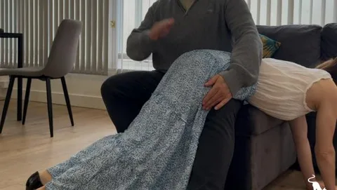 Gypsy Skirt Spanking - Kinia has bought a new skirt and wanted to show it off. She is soon experiencing and hand spanking and then the cane still 3
