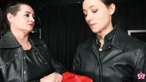 Lady Amber turns Slave Mila into her Leather Gimp to Worship her Feet still 3