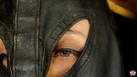 Leather Gimp Worships Mistress feet still 1