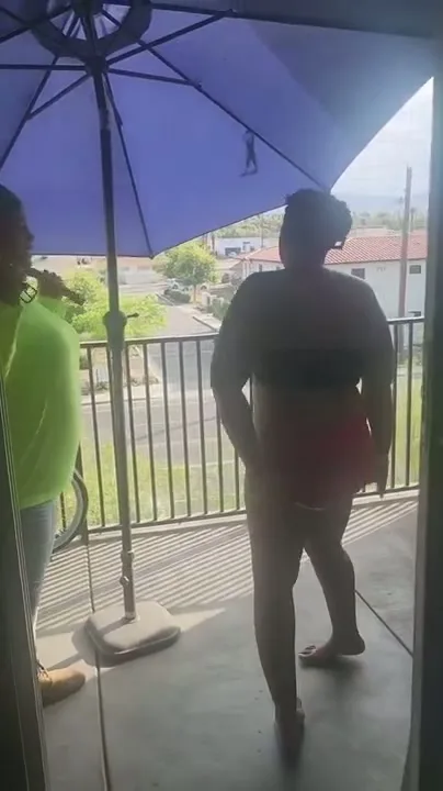 Lila gets spanked on the patio for not cleaning still 1