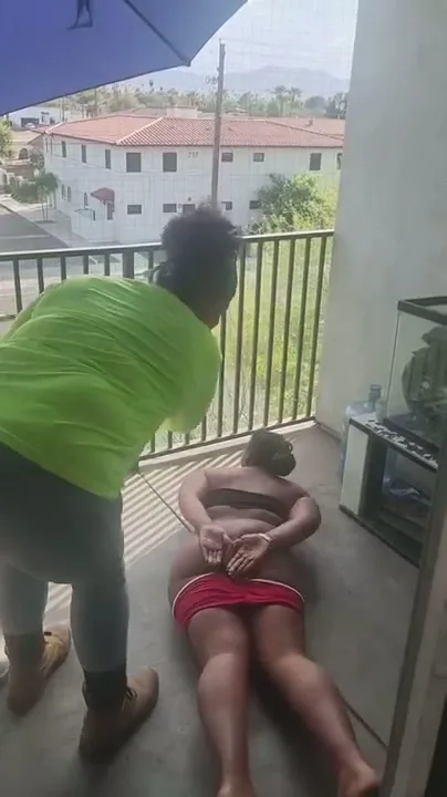 Lila gets spanked on the patio for not cleaning still 4