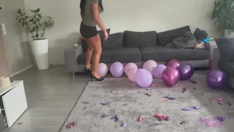 Mandy plays with Many Balloons still 4