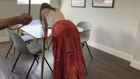 Maxi Dress Rascal - Kinia has earned herself a spanking and for her cheek, she also gets the cane still 4
