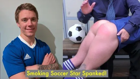 Smoking Soccer Star Spanked! Featuring Ashley