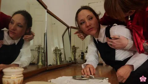 Step-mum Catches Schoolgirl Mila at her Dressing Table Face Slapping Punishment still 4