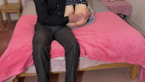 Supposed to be Grounded – Kinia is spanked for sneaking out whilst she was grounded. Legs up spanking with the hand and belt still 2