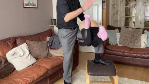 When Warnings Run Out - Kinia has had a number of complaints about noise. An over the knee bare bottom spanking deals with the problem still 4